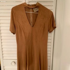 Suede Mid-Thigh Dress w/ Built in Choker